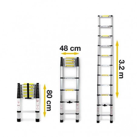  CHLL Escalera telescópica portátil de 20.3 ft, 17.7 ft