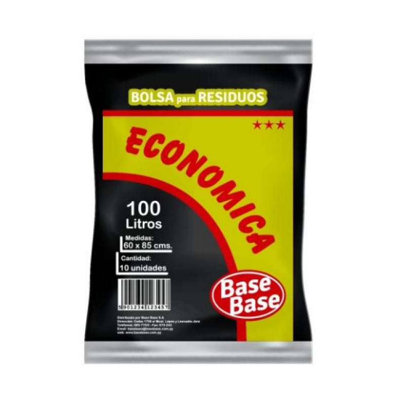 BOLSA B.B. ECONOMICA 100LT PARA RESIDUOS X 10 NEGRO