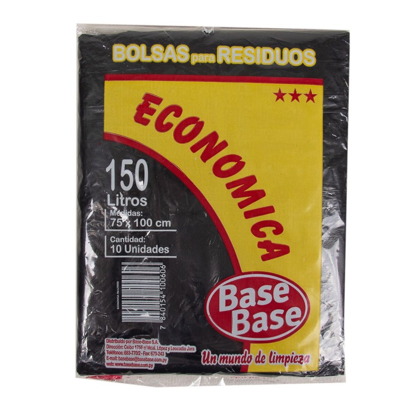 BOLSA B.B. ECONOMICA 150LT PARA RESIDUOS X 10 NEGRO