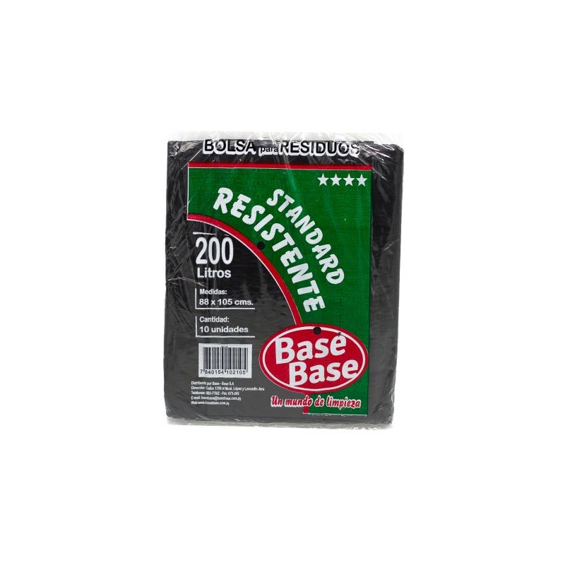 BOLSA B.B. STANDARD RESISTENTE 200LT PARA RESIDUOS X 10 NEGRO