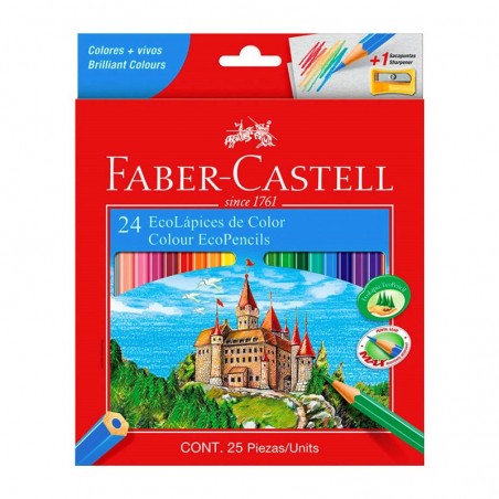 LAPICES DE COLORES FABER-CASTELL X 24 UNID COD 120124