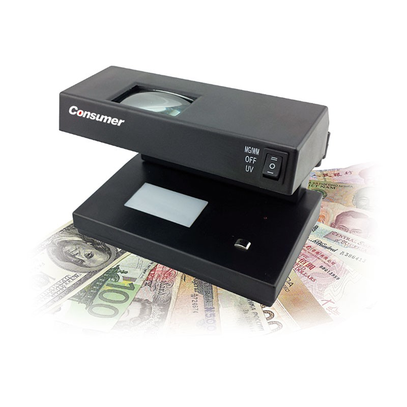  MUNBYN Detector de billetes falsos portátil, 4 orientaciones,  valor añadido, ultra compacto, detección UV MG IR, multimoneda, detector de  dinero falso recargable para tienda, comestibles : Productos de Oficina