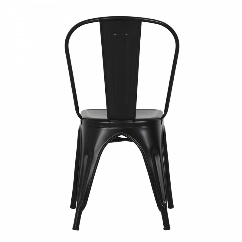Silla de diseño negra, plástica, respaldo y asientos curvados - Vigone