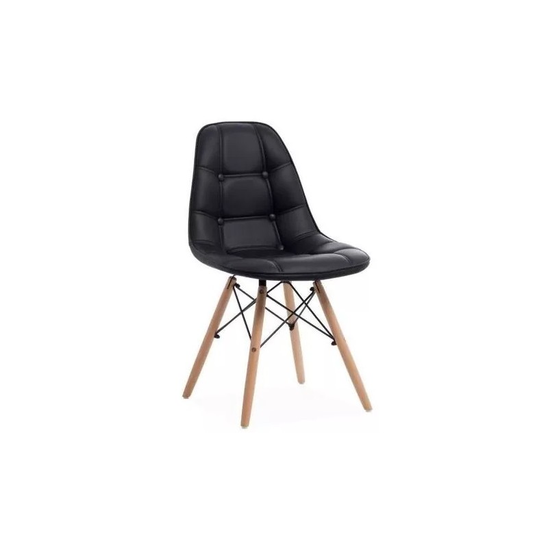 SILLA FIJA LEVEL EAMES CAPITONÉ NEGRO 1110 LVS-050