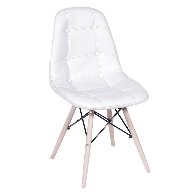 SILLA FIJA LEVEL EAMES CAPITONÉ BLANCO 1110 LVS-049