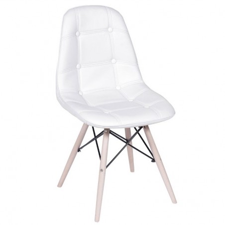 SILLA FIJA LEVEL EAMES CAPITONÉ BLANCO 1110 LVS-049