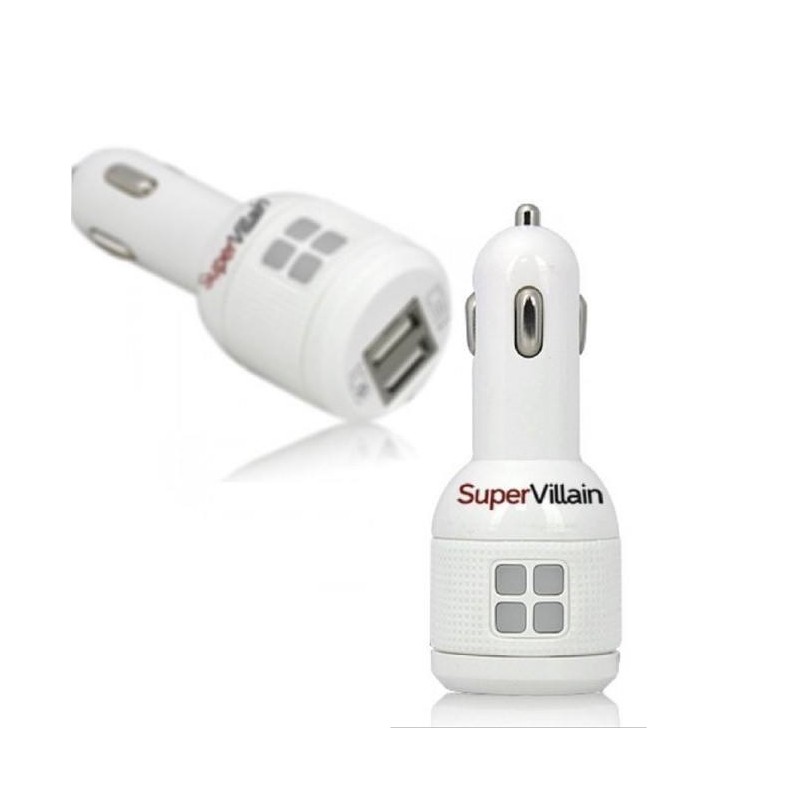 CARGADOR AUTO SUPERVILLAIN 2 AMPERIO + DOBLE USB