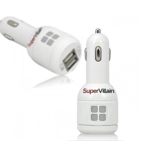 CARGADOR AUTO SUPERVILLAIN 2 AMPERIO + DOBLE USB