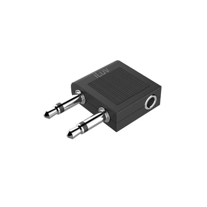 ADAPTADOR ILUV AUDIO STEREO DE LINEA AÉREA CON DOS CONECTORES DE 3.5MM I113BK