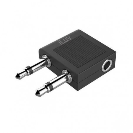 ADAPTADOR ILUV AUDIO STEREO DE LINEA AÉREA CON DOS CONECTORES DE 3.5MM I113BK