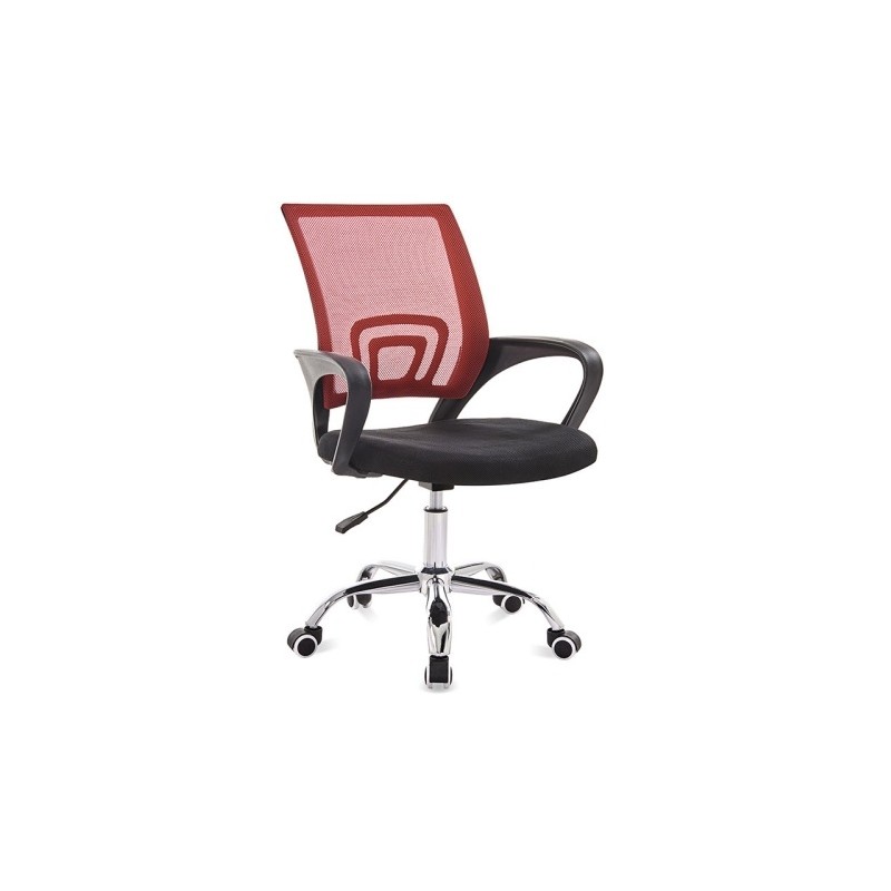 SILLA DE OFICINA GIRATORIA LEVEL NEGRO Y ROJO LVS-155