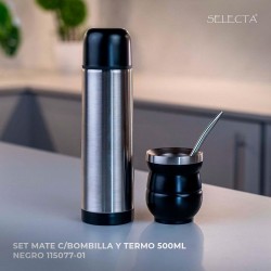 SET MATE C/ BOMBILLA Y TERMO 500ML NEGRO SELECTA