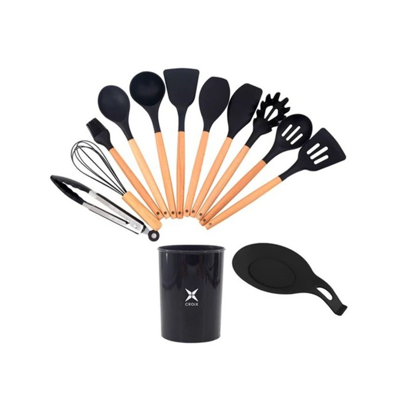 SET UTENSILIOS DE COCINA CROIX X13 PCS NEGRO