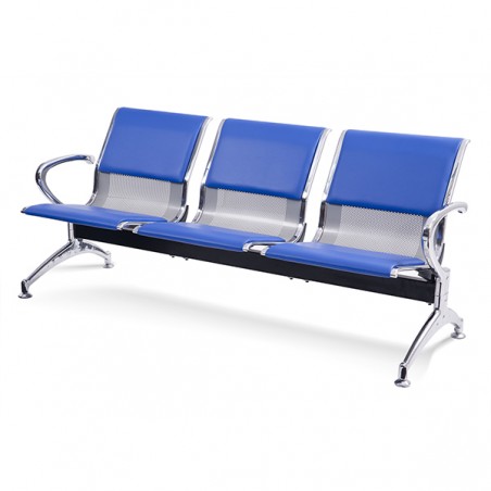 SILLA DE ESPERA TANDEM 3 CUERPOS CENTURY (ALMOHADON AZUL) LEVEL LVS- 093