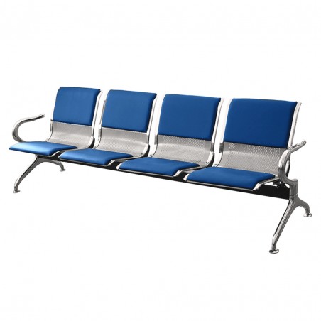 SILLA DE ESPERA TANDEM 4 CUERPOS CENTURY (ALMOHADON AZUL) LEVEL LVS-096